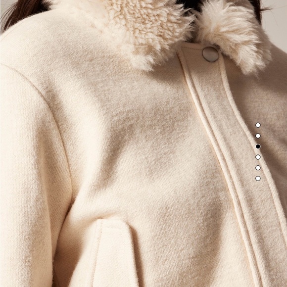 J.Crew Cream Wool Blend Flight Jacket Faux Fur Collar NWT - Picture 3 of 10